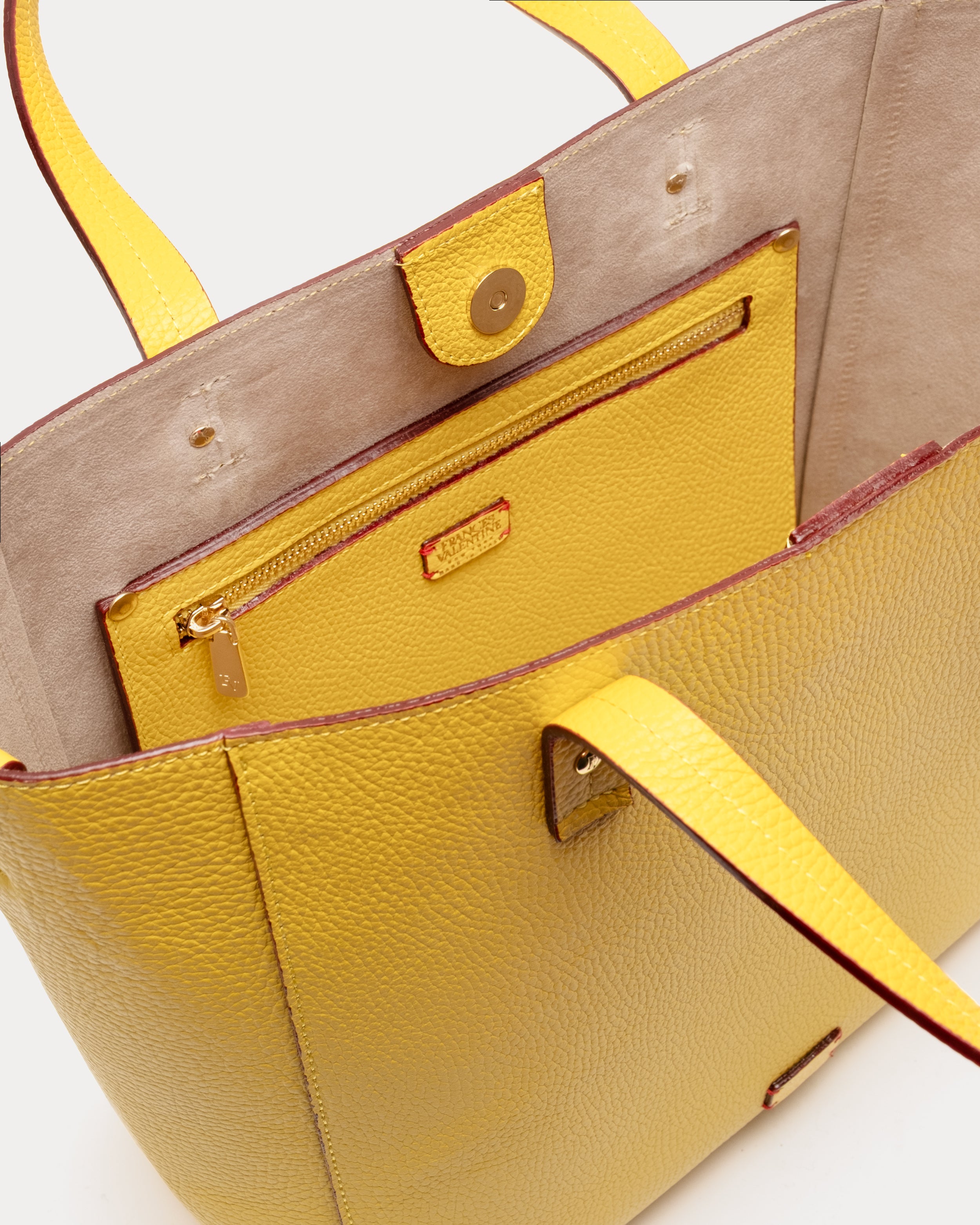 Large Margaret Tote - Tumbled Leather Canary – Frances Valentine