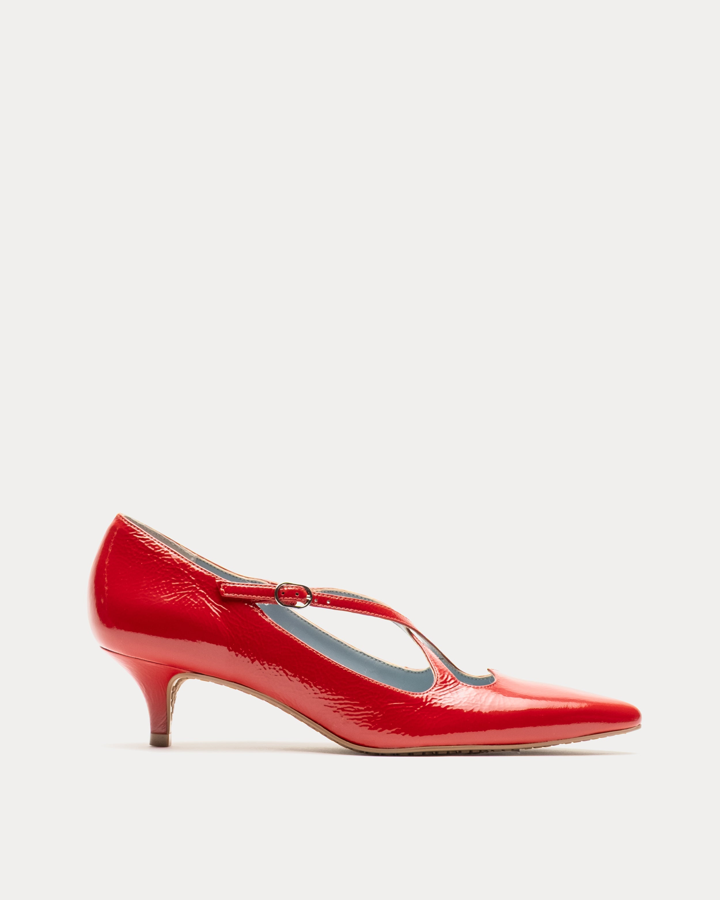 Lily Heel - Crinkled Leather Red – Frances Valentine