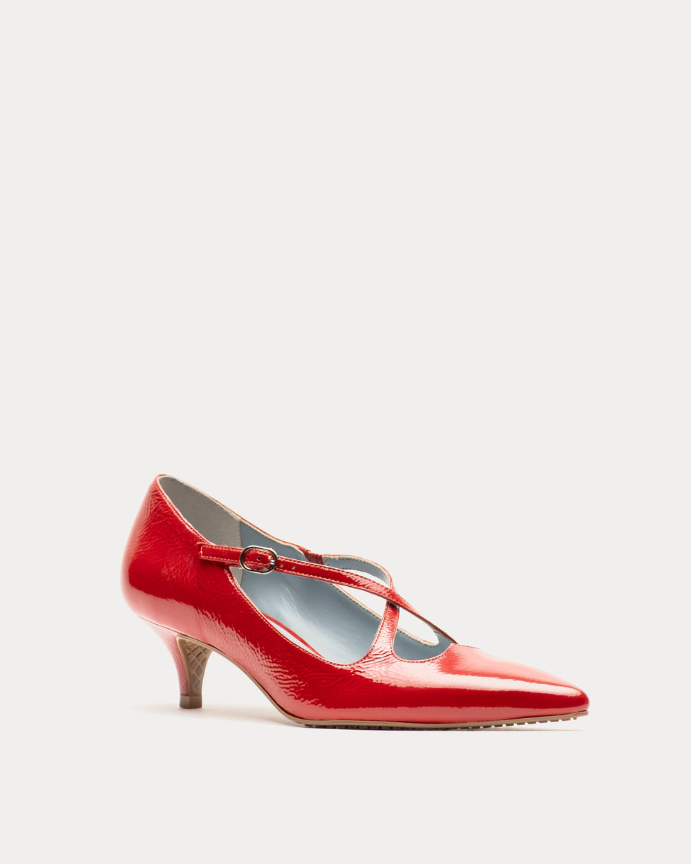 Lily Heel - Crinkled Leather Red Heels Frances Valentine