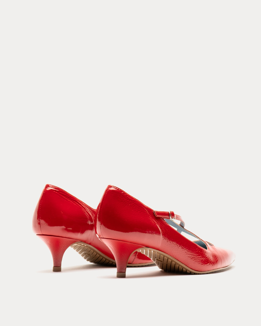 Lily Heel - Crinkled Leather Red Heels Frances Valentine