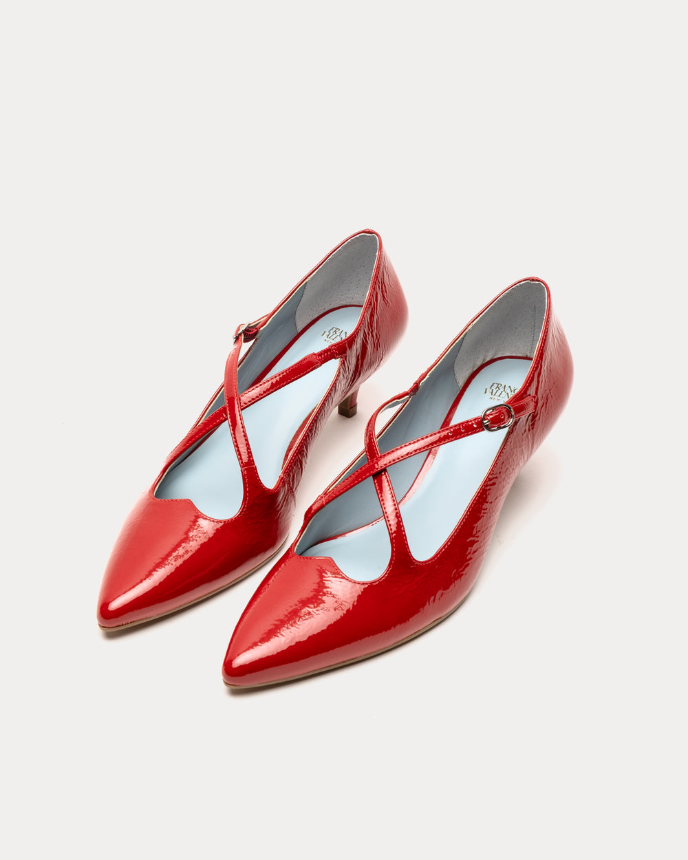 Lily Heel - Crinkled Leather Red Heels Frances Valentine