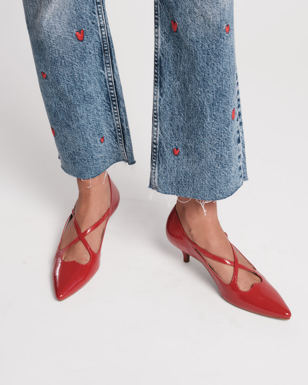 Lily Heel - Crinkled Leather Red Heels Frances Valentine