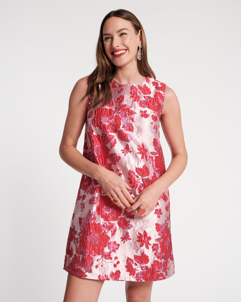 Lily Shift Dress - Metallic Floral Jacquard Frances Valentine Lily Shift Dress - Metallic Floral Jacquard Frances Valentine