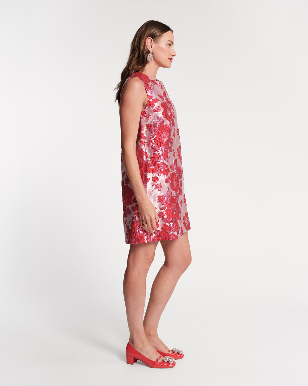 Lilly Shift Dress - Metallic Floral Jacquard