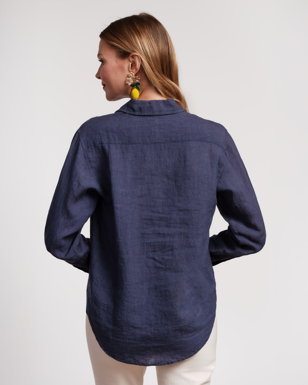 Perfect Button Down Linen - Navy - Frances Valentine