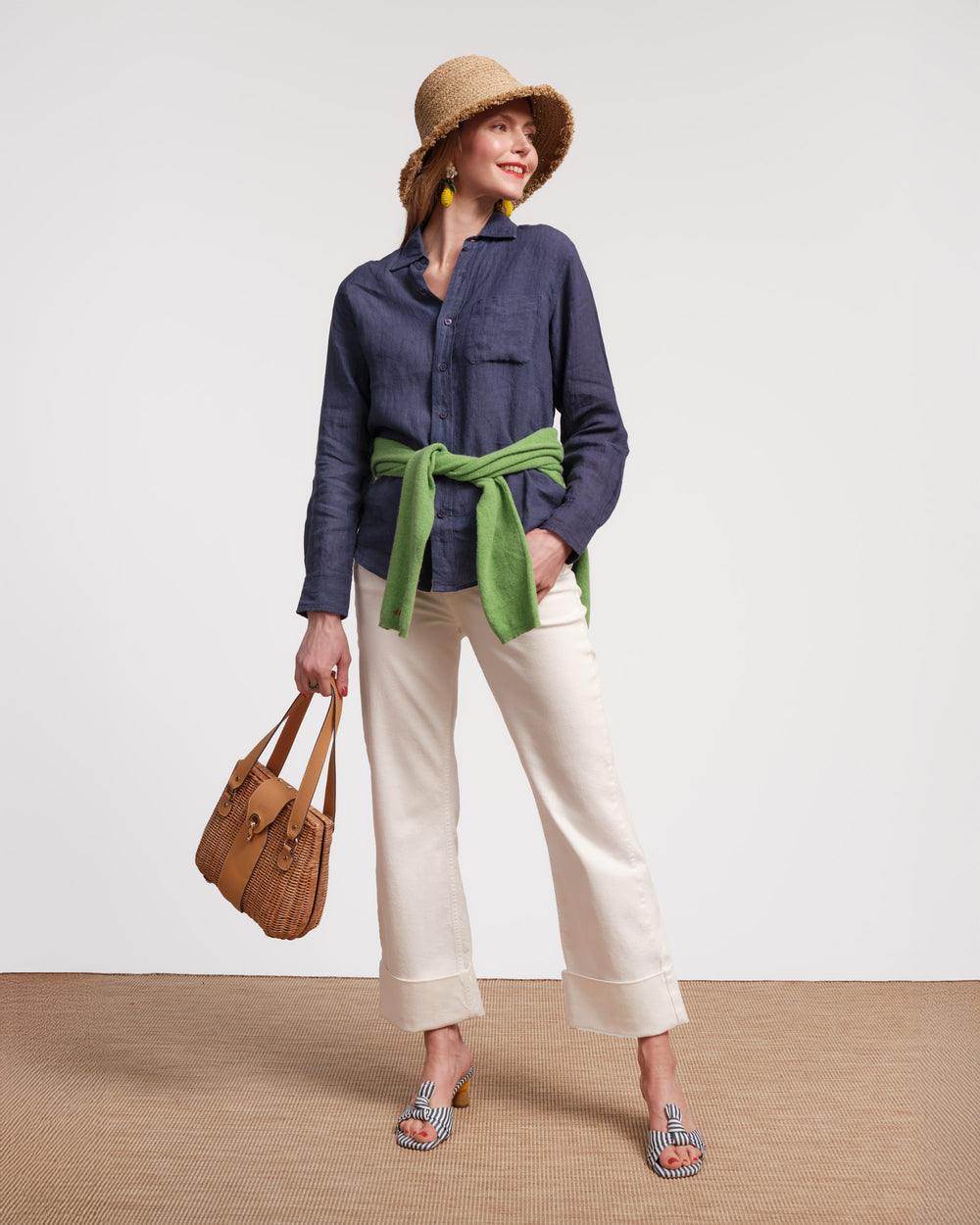 Perfect Button Down Linen - Navy - Frances Valentine