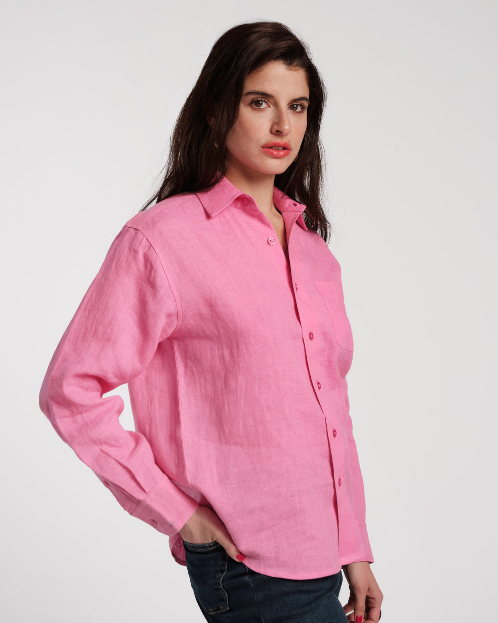pink linen dress shirt Chase Shirt Linen Pink M / Pink / Longsleeve