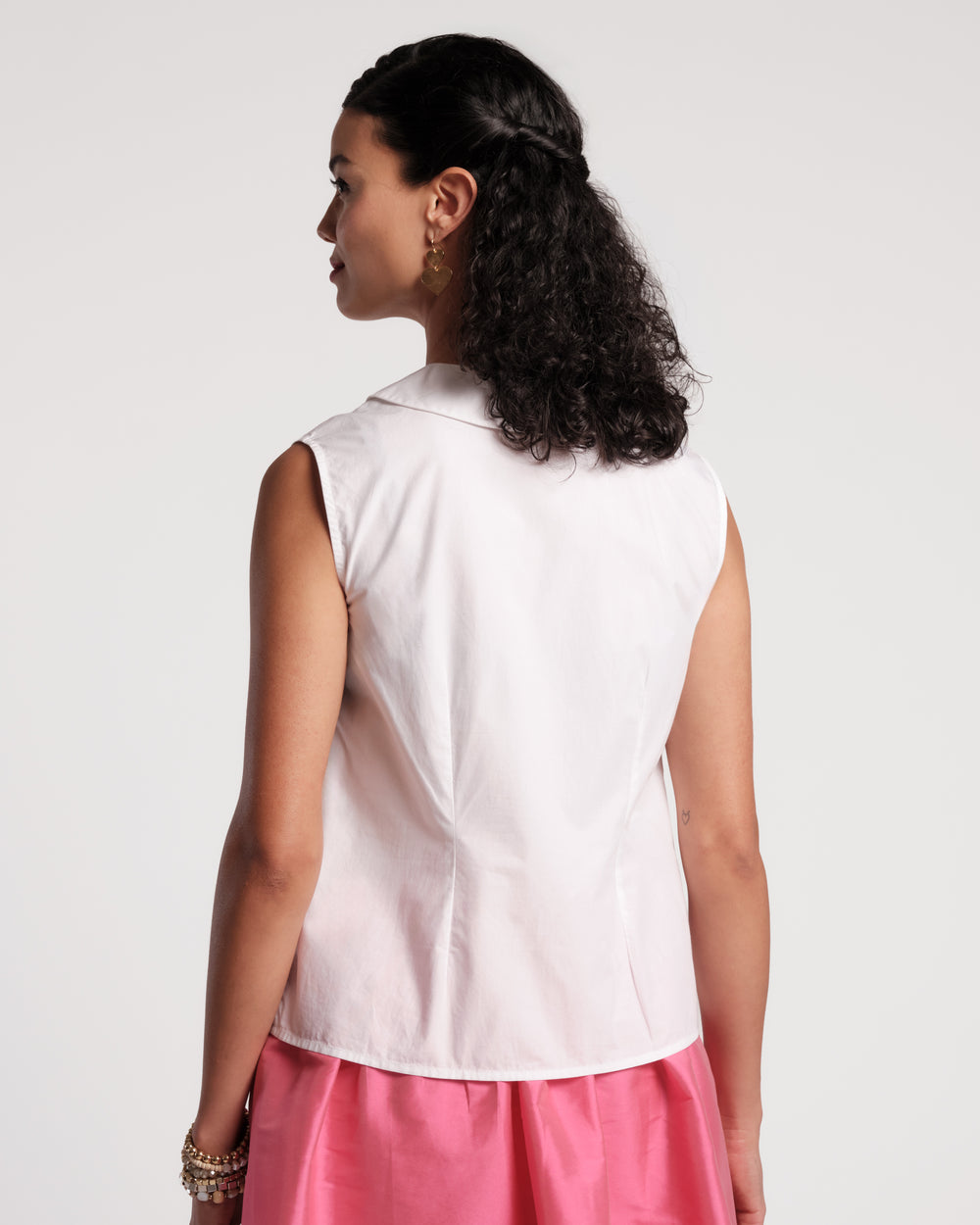 Louise Heart Collar Shell - White Tops Frances Valentine