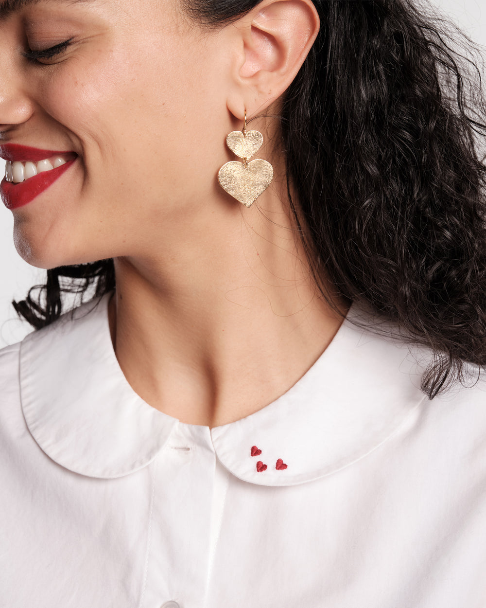 Louise Heart Collar Shell - White Tops Frances Valentine