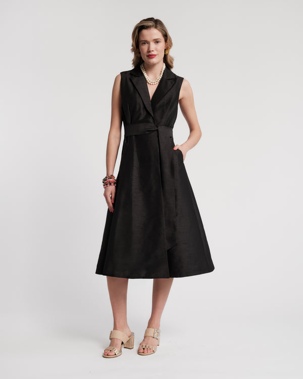 Lucia Maxi Dress Solid Poly Dupion Black Frances Valentine