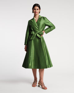 Lucille Wrap Dress Dupioni Green - Frances Valentine
