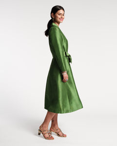 Lucille Wrap Dress Dupioni Green - Frances Valentine