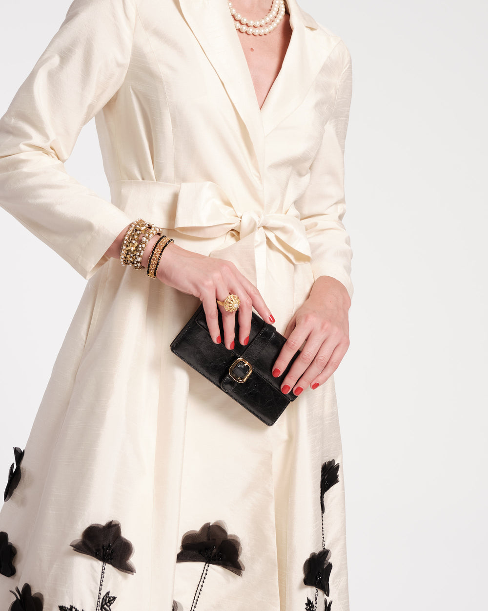 Accordian Wallet - Crinkled Leather Black - Frances Valentine