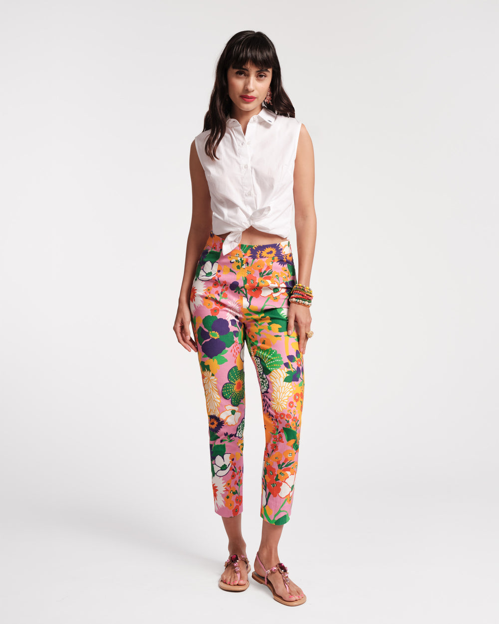 Lucy Cigarette Pant - Cotton Stretch Botanical Bash - Frances Valentine