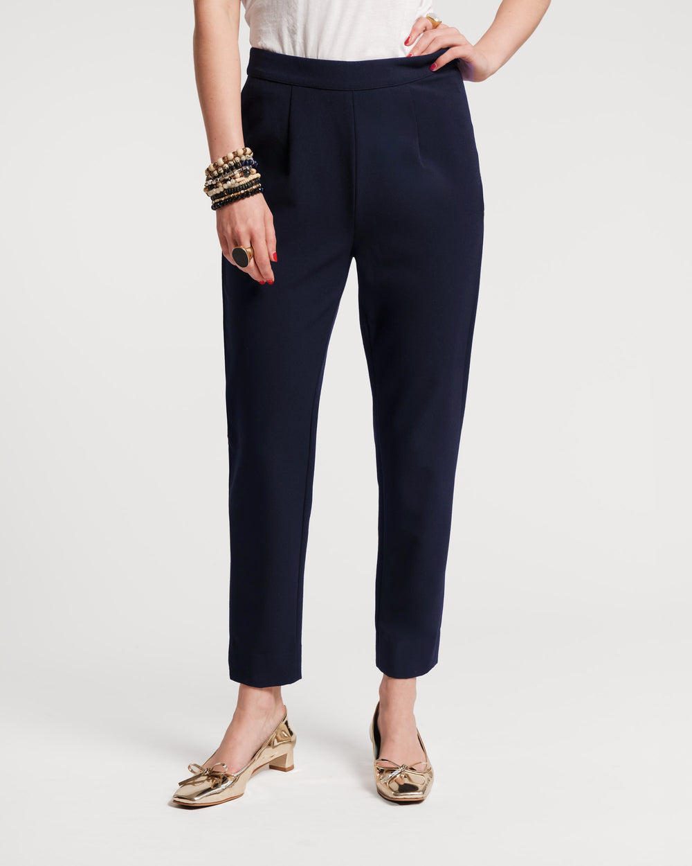 Lucy Cigarette Pant - Cotton Stretch Navy - Frances Valentine