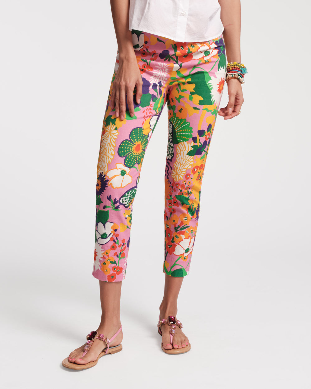Lucy Cigarette Pant - Cotton Stretch Botanical Bash - Frances Valentine