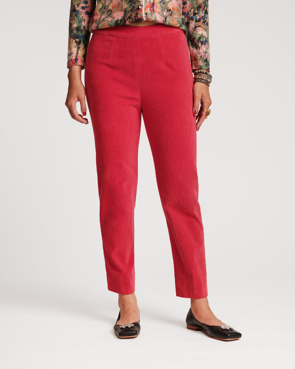 Lucy Velvet Cigarette Pant - Red - Frances Valentine