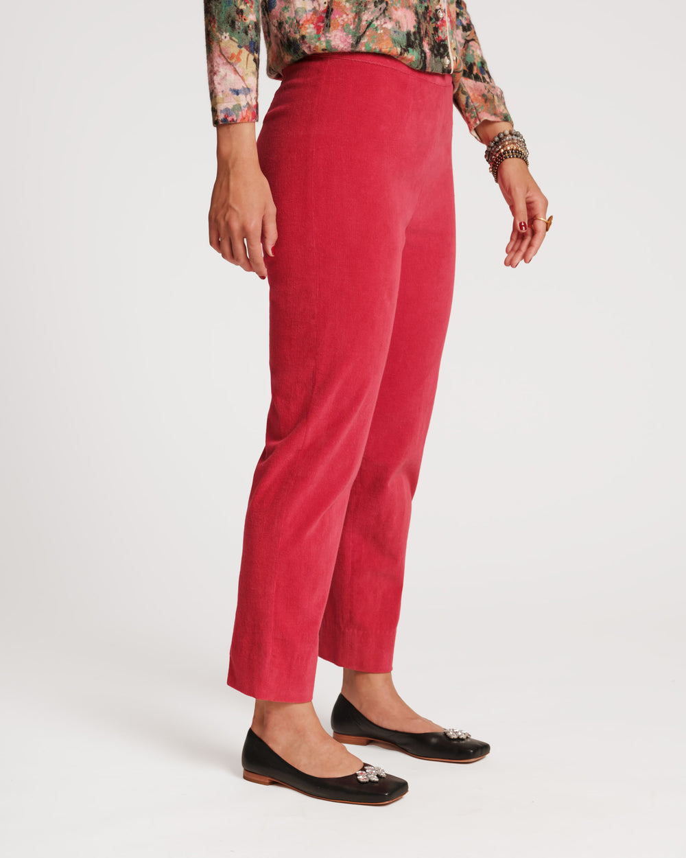 Lucy Velvet Cigarette Pant - Red - Frances Valentine