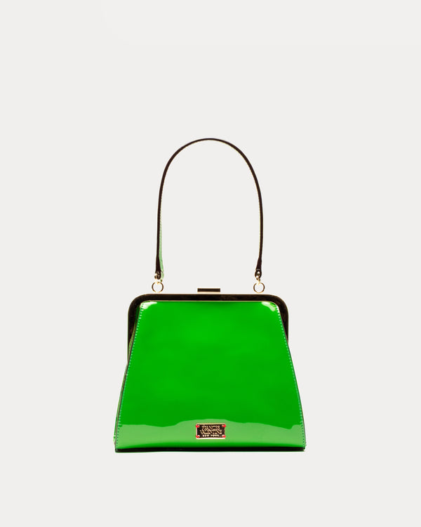 Lulu Frame Bag Soft Patent Leather Green OS Frances Valentine