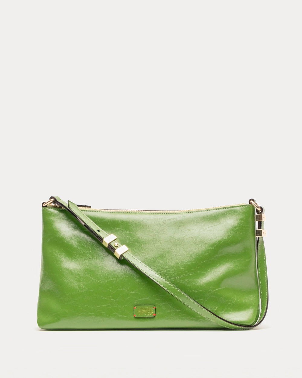 Large Freddie Shoulder Bag - Crinkled Leather Green Frances Valentine
