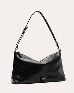 Large Freddie Shoulder Crinkled Leather Black - Frances Valentine