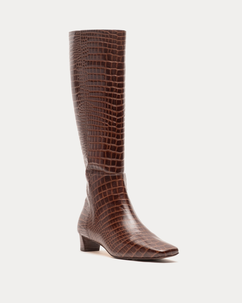 Mackie Boot - Croc Emboss Leather Chocolate Boots Frances Valentine
