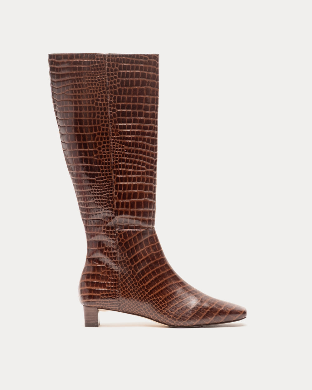 Mackie Boot - Croc Emboss Leather Chocolate Boots Frances Valentine
