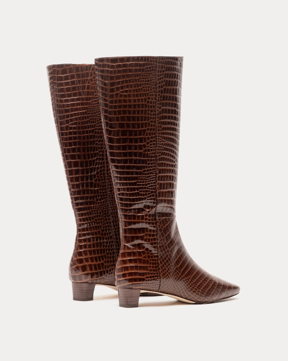 Mackie Boot - Croc Emboss Leather Chocolate Boots Frances Valentine