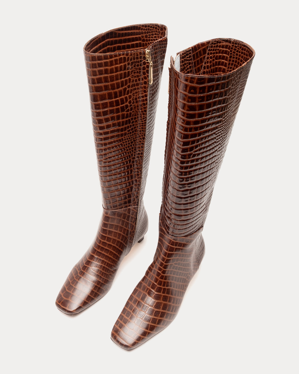 Mackie Boot - Croc Emboss Leather Chocolate Boots Frances Valentine