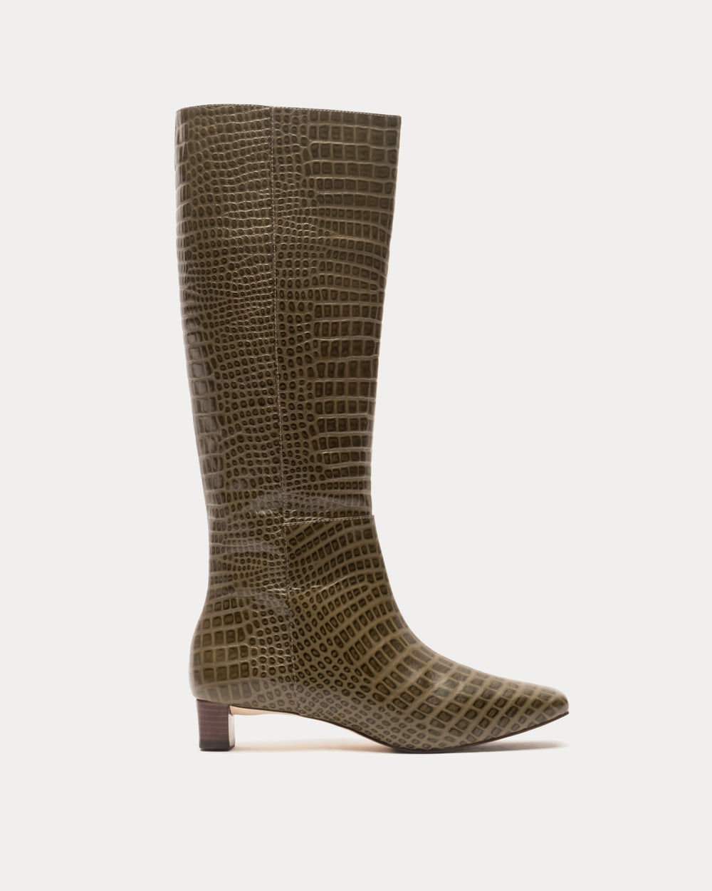 Mackie Boot - Croc Emboss Leather Olive Boots Frances Valentine
