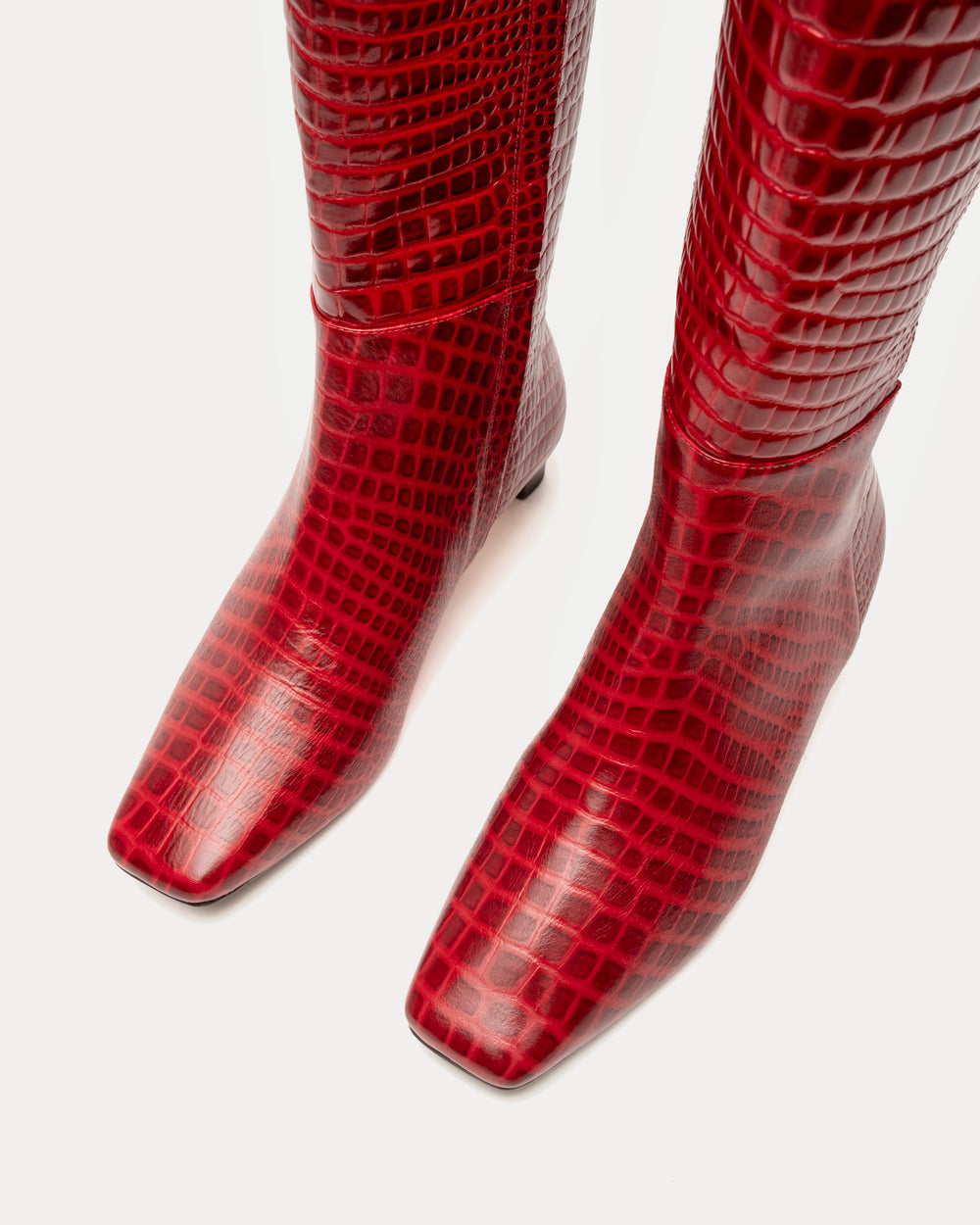 Mackie Boot - Croc Emboss Leather Red