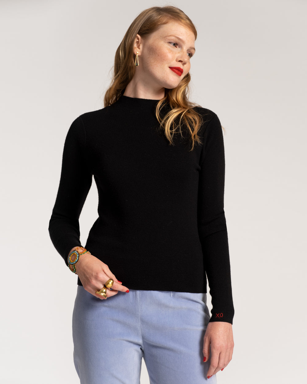 Marie Long Sleeve Merino Sweater - Black Sweater Frances Valentine