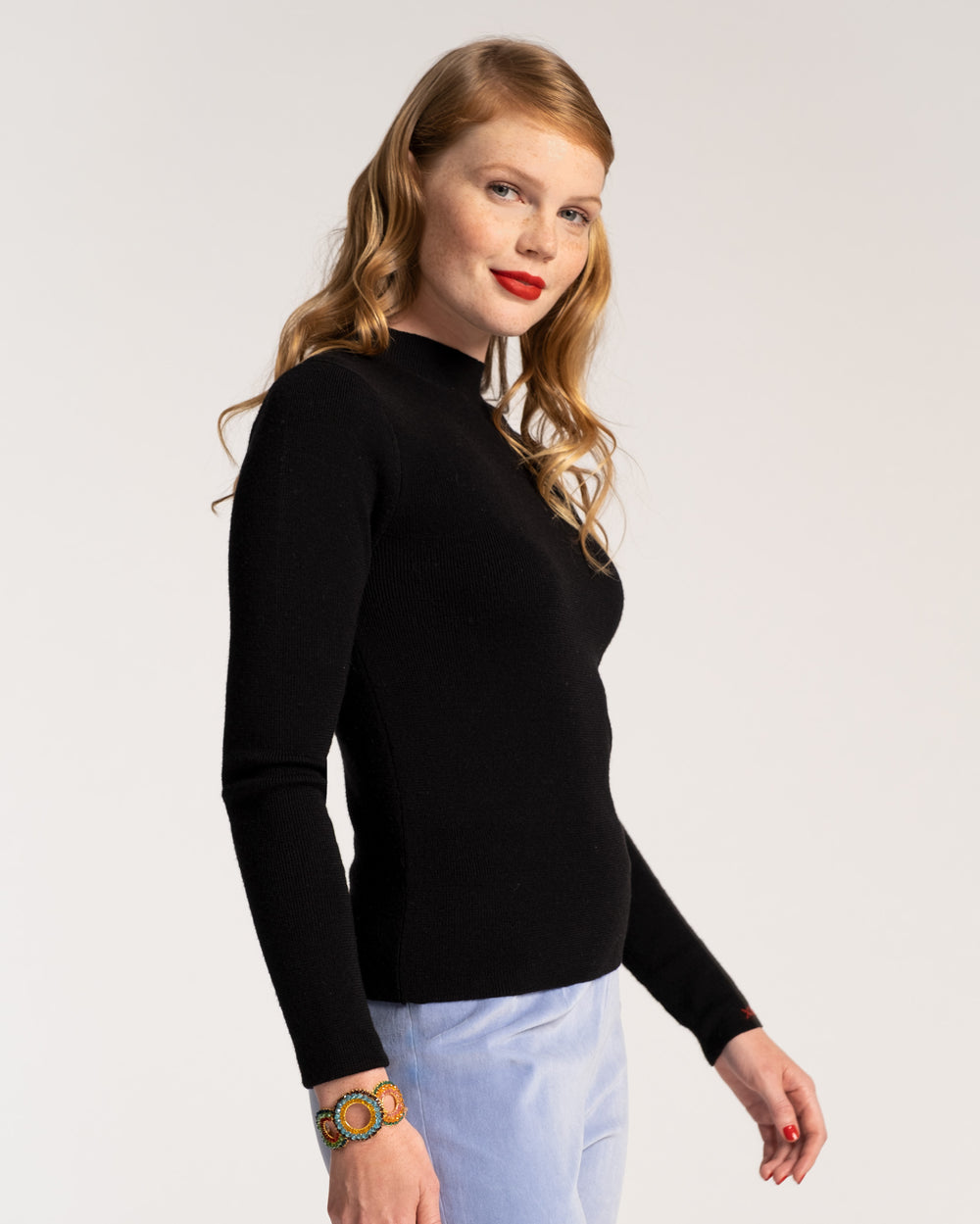 Marie Long Sleeve Merino Sweater - Black Sweater Frances Valentine
