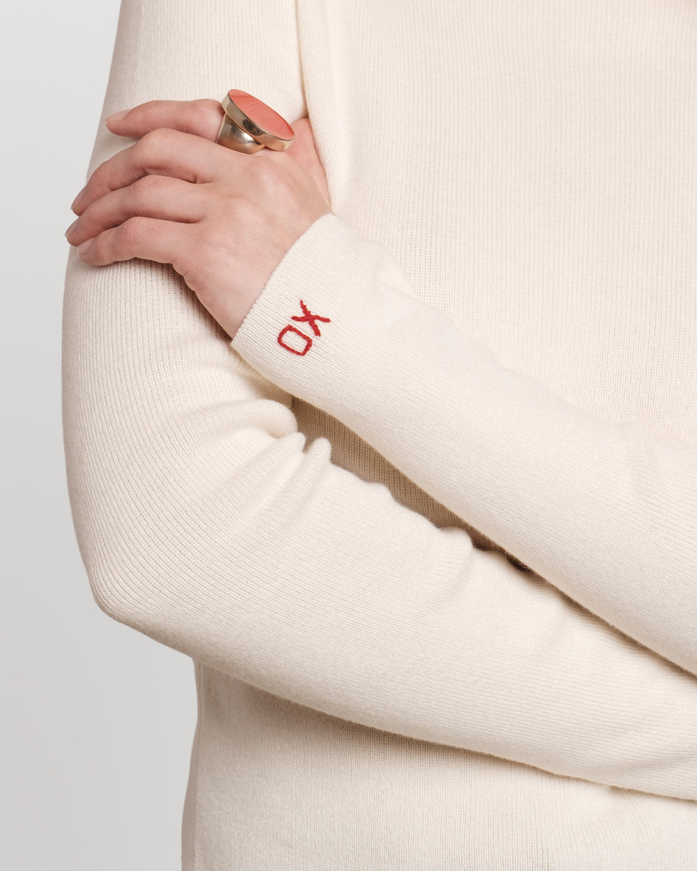 Marie Long Sleeve Cotton Sweater - Oyster Sweater Frances Valentine