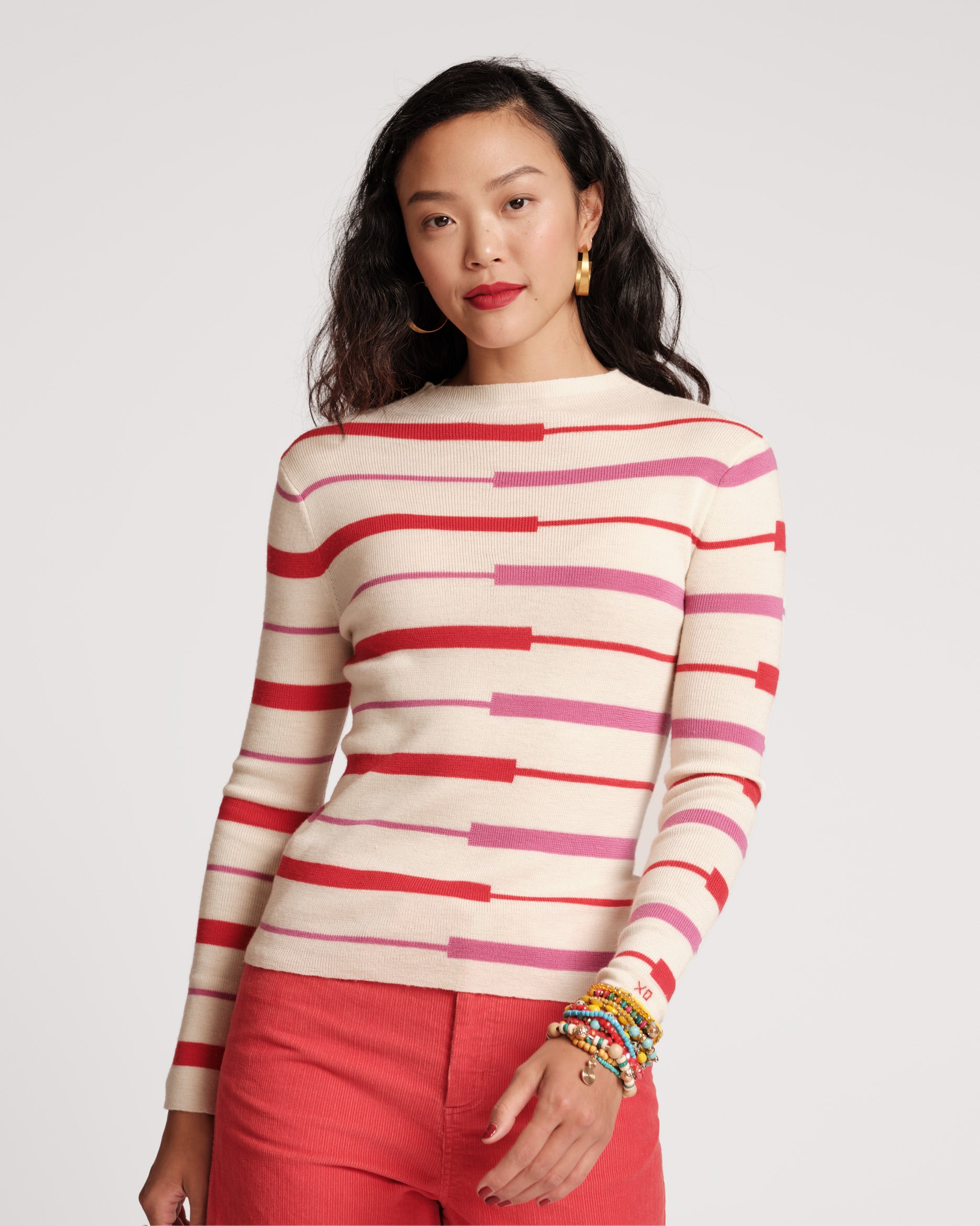 Marie Long Sleeve Sweater Shadow Stripe Multi
