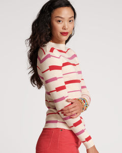 Marie Long Sleeve Sweater Shadow Stripe Multi - Frances Valentine