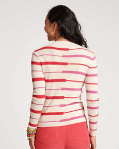 Marie Long Sleeve Sweater Shadow Stripe Multi - Frances Valentine