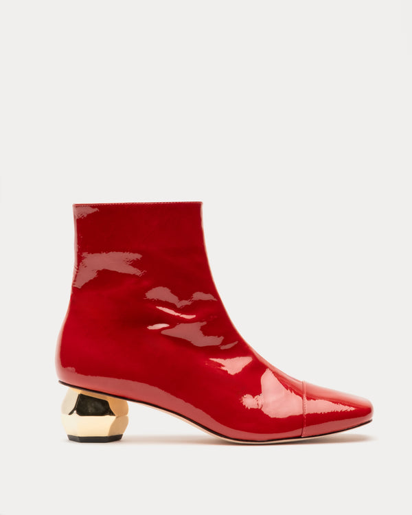 Marnie Soft Patent Crinkle Boot Cranberry Boots Frances Valentine