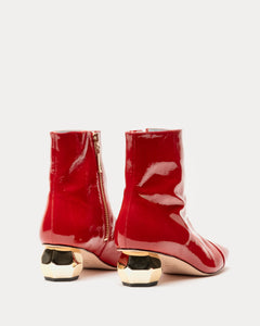 Marnie Soft Patent Crinkle Boot Cranberry - Frances Valentine
