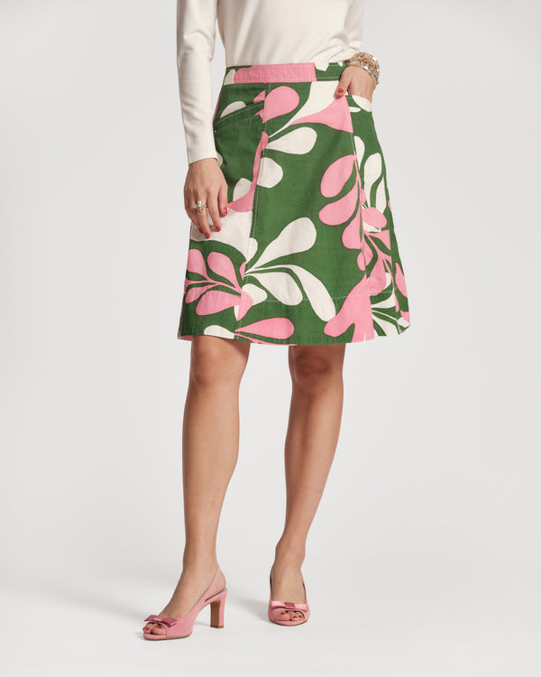 Marta Skirt Modern Palm Cotton Treetop/Multi Frances Valentine