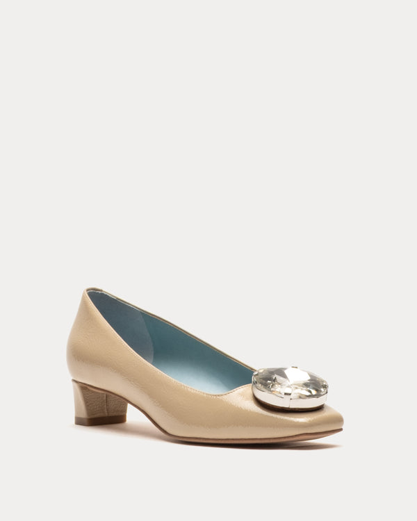 Mary Mod Heel - Crinkled Leather Camel Heels Frances Valentine