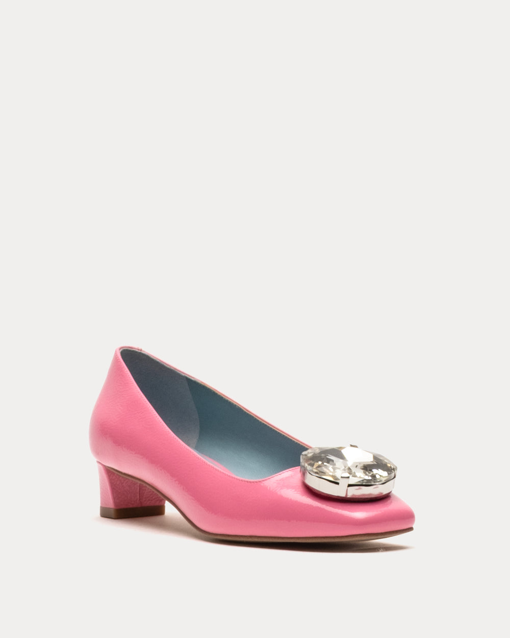 Mary Mod Heel - Crinkled Leather Pink Heels Frances Valentine