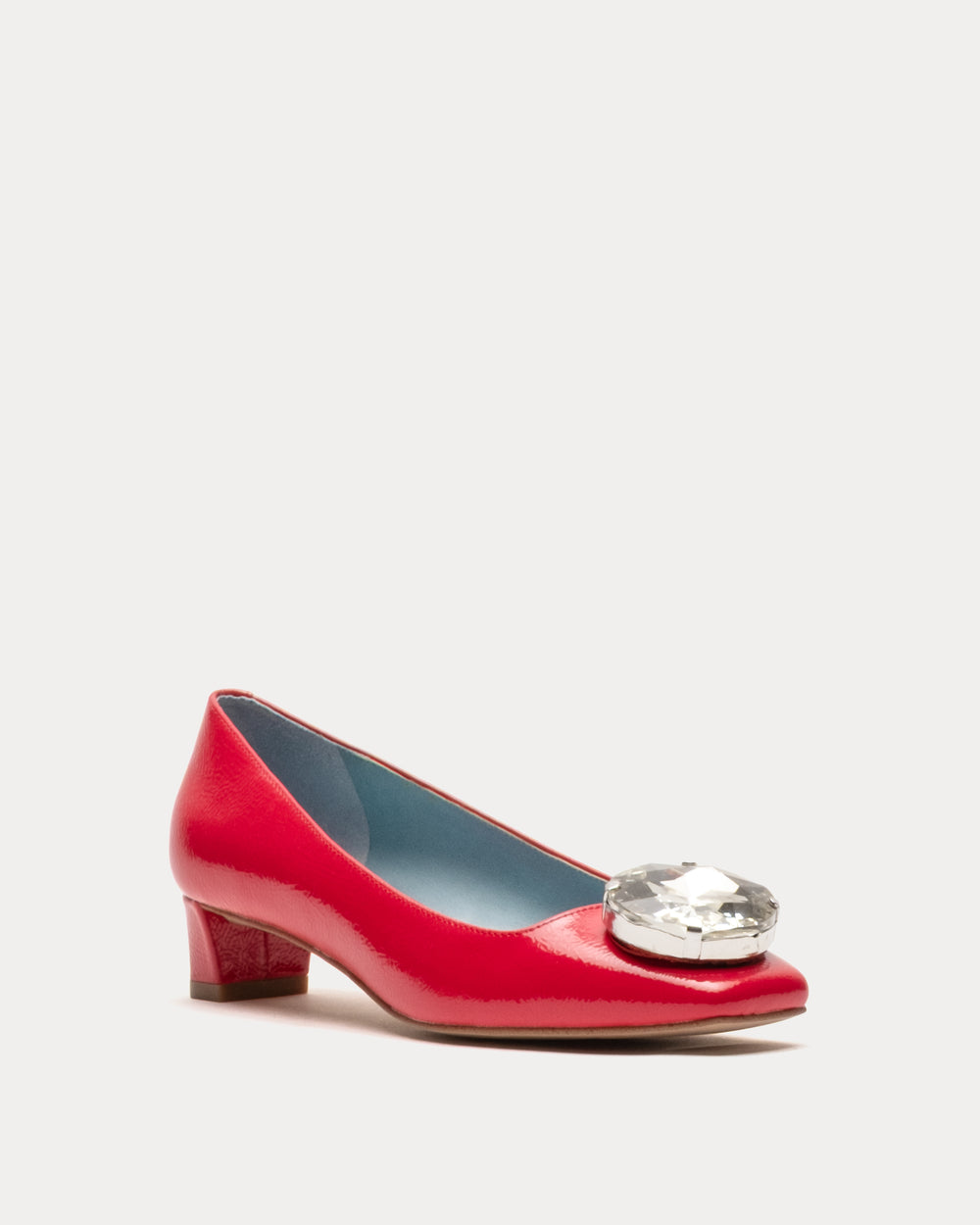 Mary Mod Heel - Crinkled Leather Red Heels Frances Valentine