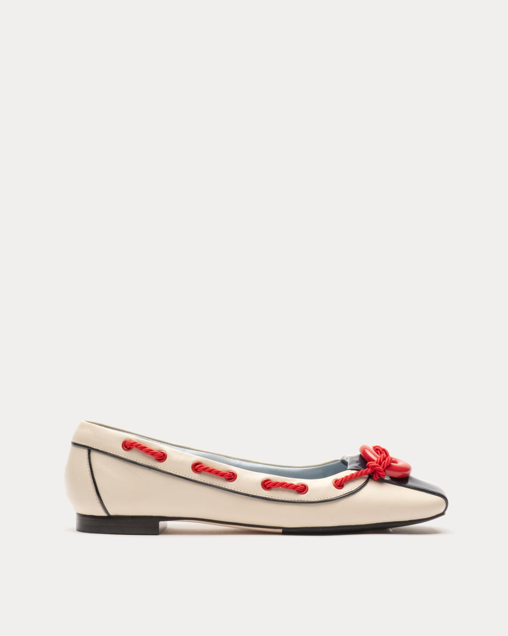 McCoy Boat Shoe Nautical Leather Oyster/Navy Frances Valentine