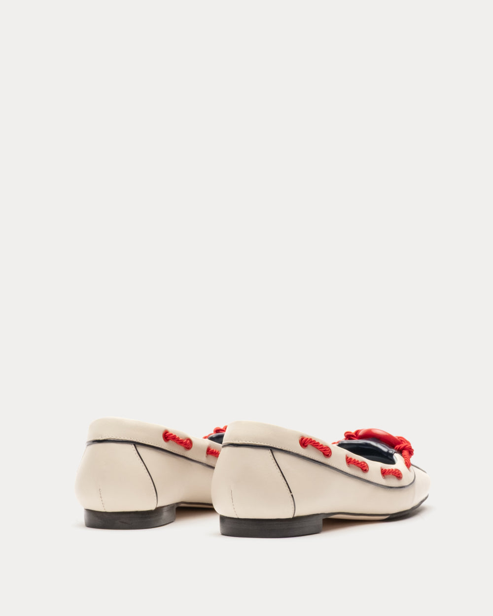 McCoy Boat Shoe Nautical Leather Oyster/Navy Frances Valentine