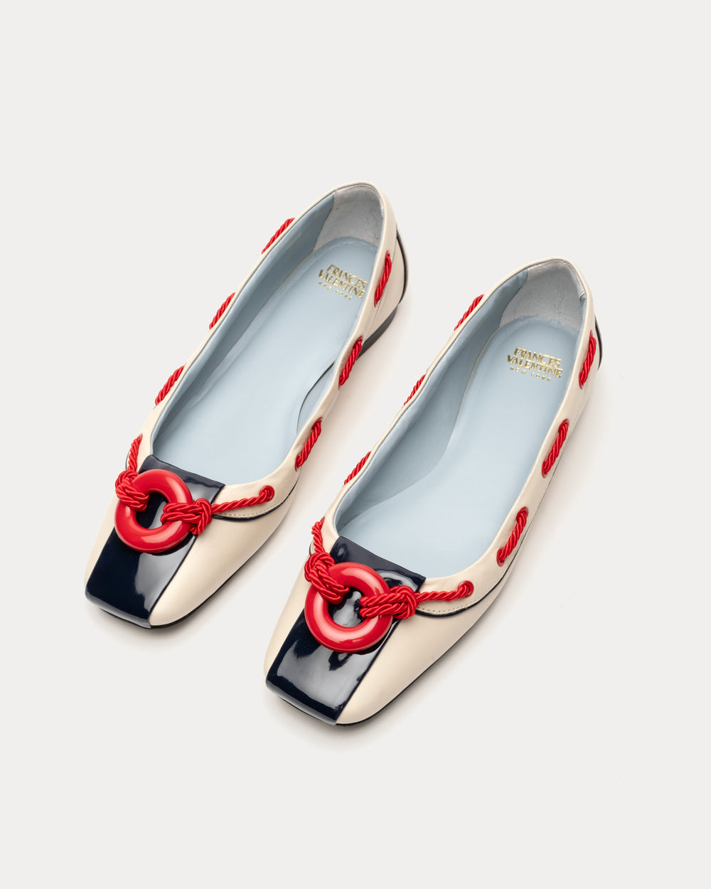McCoy Boat Shoe Nautical Leather Oyster/Navy Frances Valentine