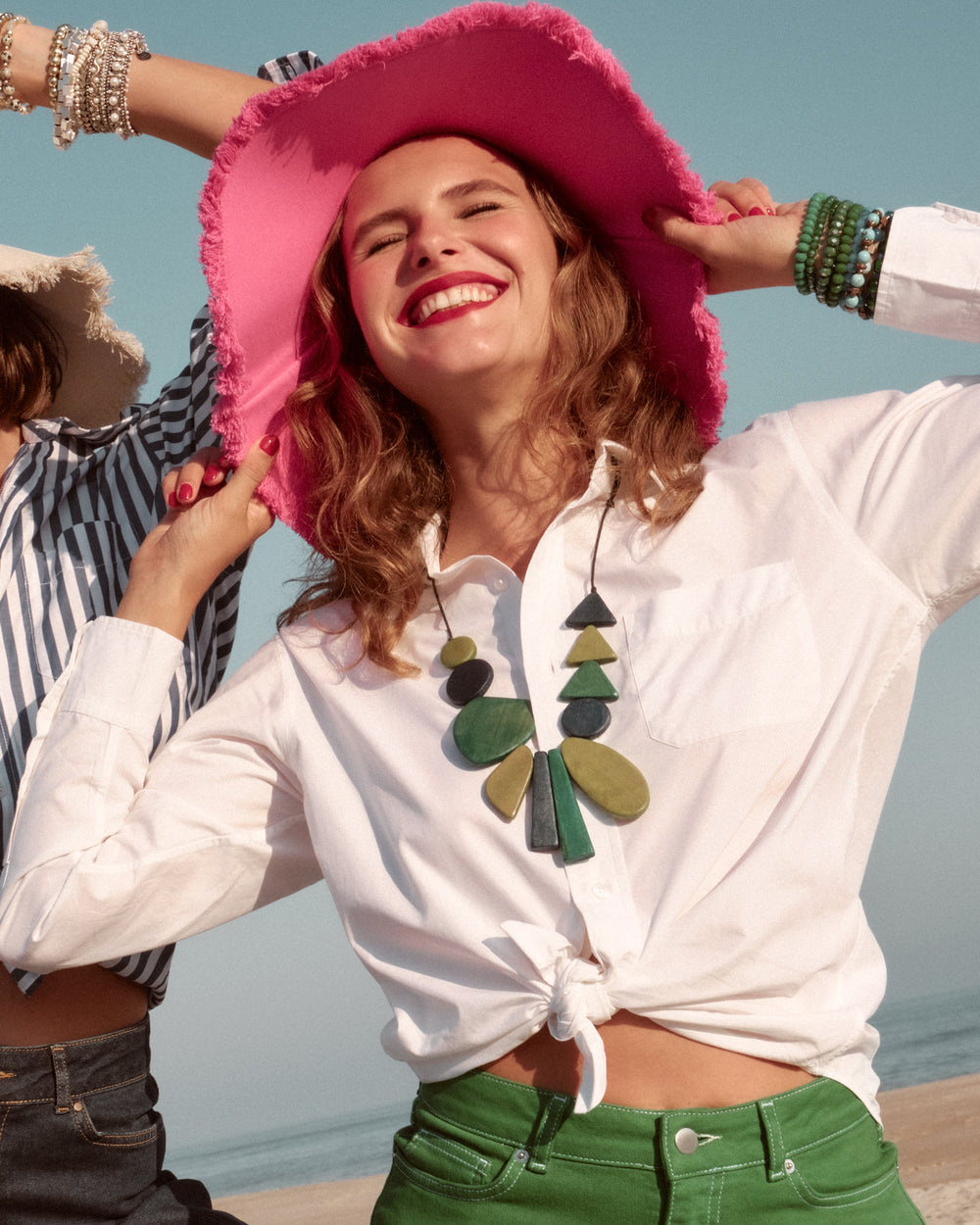 Canvas Fringe Hat - Pink