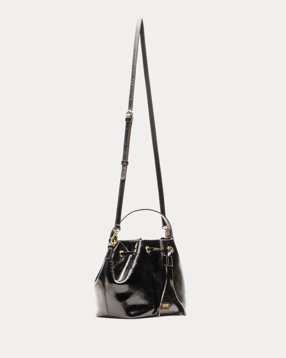 Medium Minnie Bucket - Crinkled Leather Black - Frances Valentine