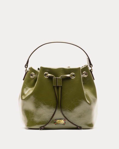 Medium Minnie Bucket - Crinkled Leather Olive – Frances Valentine