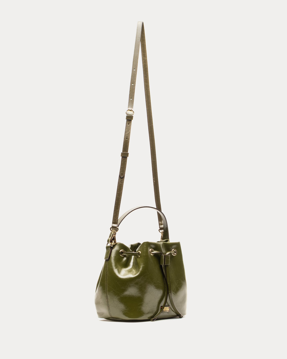 Medium Minnie Bucket - Crinkled Leather Olive - Frances Valentine